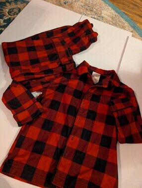 Wondershop Red and Black Buffalo Plaid Kids Pajama Set Sz 6